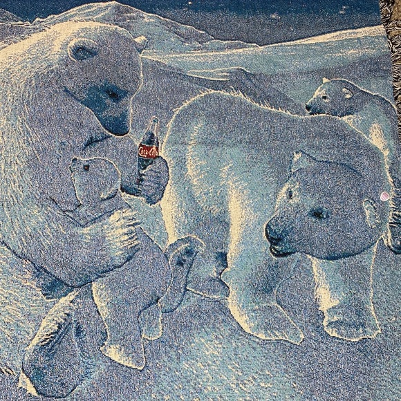 Coke Coca Cola Polar Bear Tapestry Throw Blanket - Picture 4 of 11